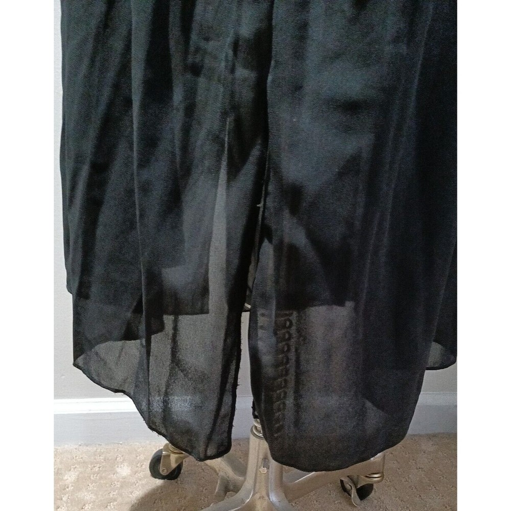 Zenobia Womens Sleeveless Sheer Black Back Bow Tie Closure Top Pleated 3XL New - Picture 5 of 10